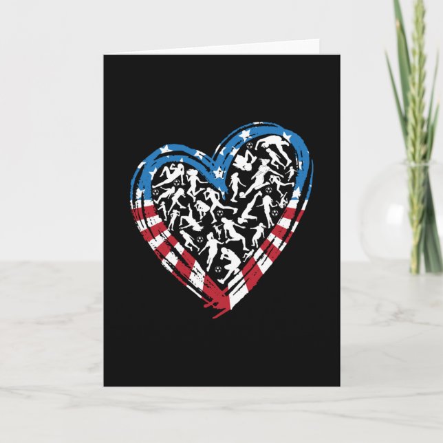 Women's Soccer Heart - USA Flag Karte (Vorderseite)