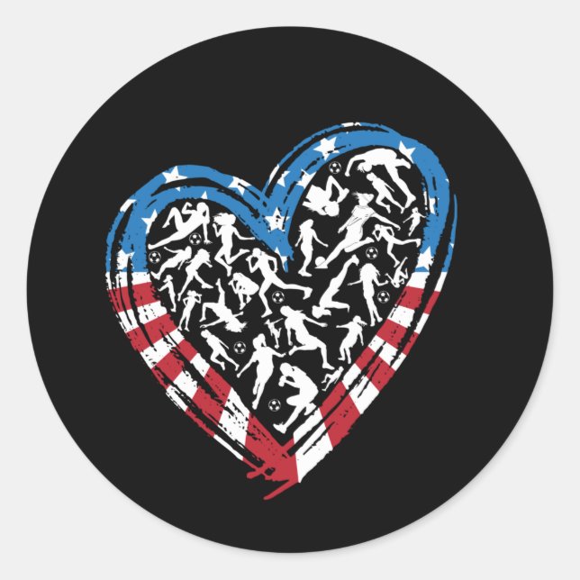 Women's Soccer Heart - USA Flag Runder Aufkleber (Vorderseite)