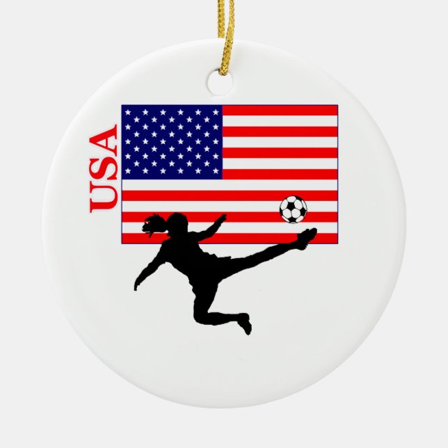 Women's Soccer USA Keramik Ornament (Vorne)