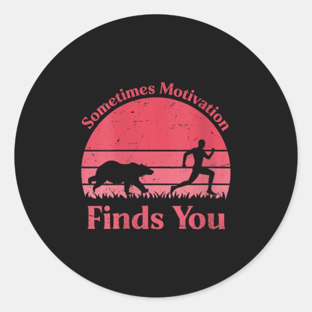 Womens Sometimes Motivation Finds You V-neck  Runder Aufkleber (Vorderseite)