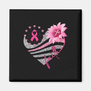 Womens Sonnenblume Rosa Ribbon Faith Brustkrebs A Magnet