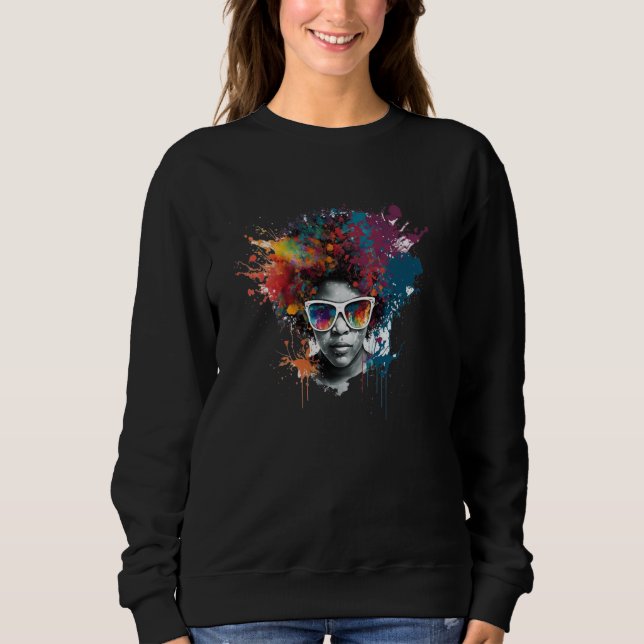 Womens Strong Afro Black Women African American  1 Sweatshirt (Vorderseite)