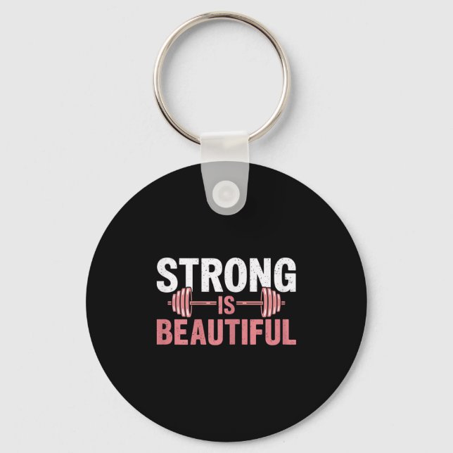 Womens Strong Is Beautiful Gym Fitness Motivationa Schlüsselanhänger (Vorderseite)