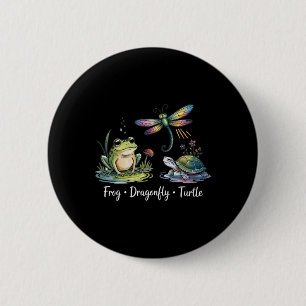 Womens Subtle Political Humor Frog Dragonfly Turtl Button