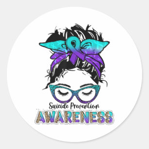 Womens Suicide Prevention Awareness Weopard Runder Aufkleber