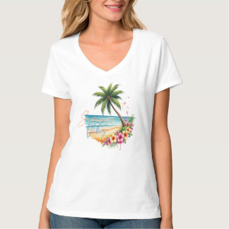 Womens Summer Vibes Beach T-Shirt
