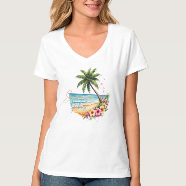Womens Summer Vibes Beach T-Shirt (Vorderseite)