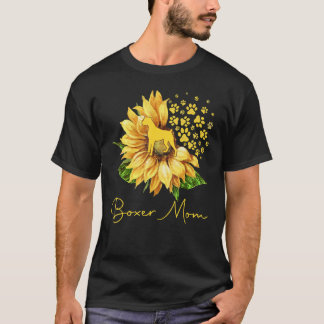 Womens Sunflower Boxer Mama Dog T-Shirt
