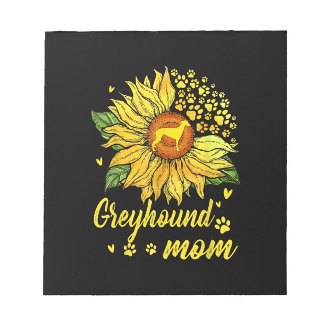 Womens Sunflower Greyhound Mama Dog Lover Geschenk Notizblock (Vorderseite)