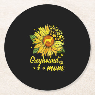 Womens Sunflower Greyhound Mama Dog Lover Geschenk Runder Pappuntersetzer