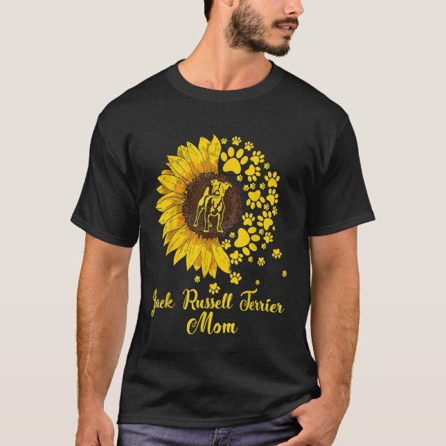 Womens Sunflower Jack Russell Terrier Mama Hund Li T-Shirt (Vorderseite)