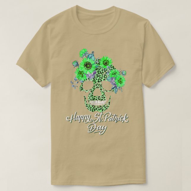 Womens Sunflower Leopard Cheetah Skull Print St Pa T-Shirt (Design vorne)