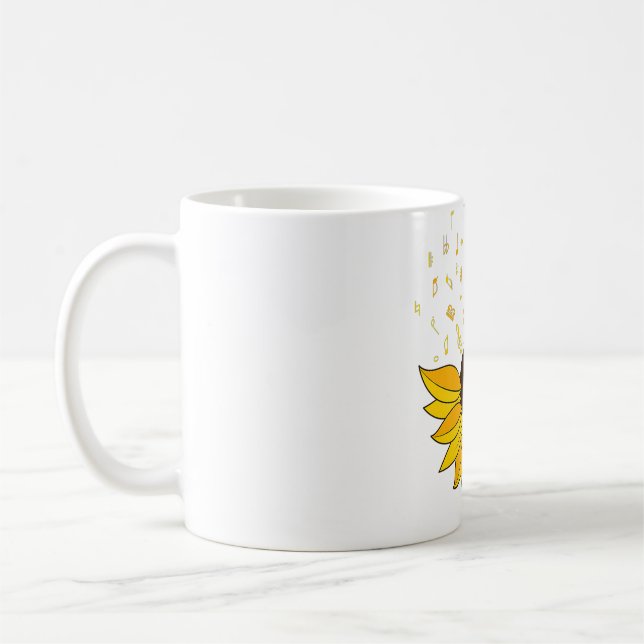 Womens Sunflower Music Lover Notizen Lehrerin Kaffeetasse (Links)
