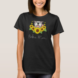 Womens Sunflower Yorkie Mama Dog Pet Parent Niedli T-Shirt