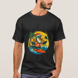Womens surfen Santa Toucan und lustiger Hund Tropi T-Shirt