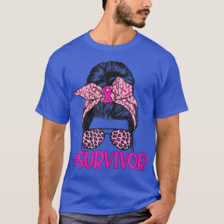 Womens Survivor Niedlich Messy Bun Glasses Leopard T-Shirt