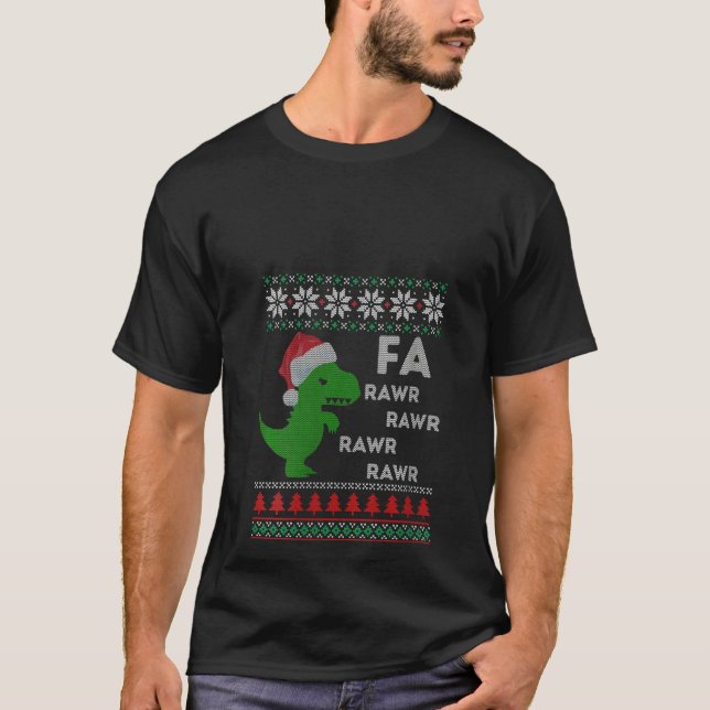 Womens T Rex Fa Rawr Dinosaur Santa Ugly Weihnacht T-Shirt (Vorderseite)