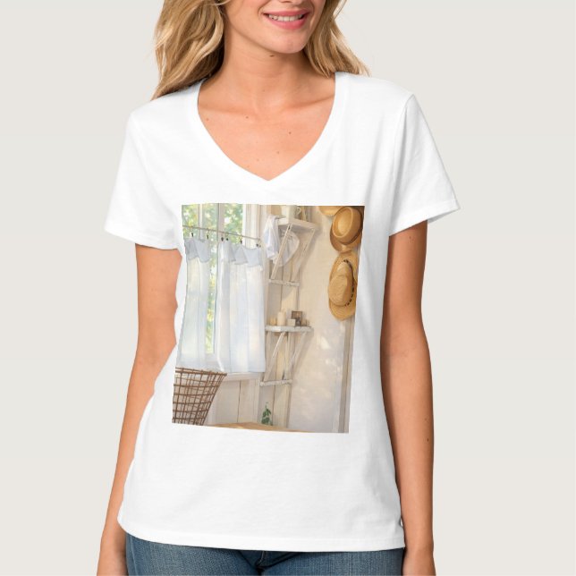 Womens T-Shirt Curtain in the Wind (Vorderseite)