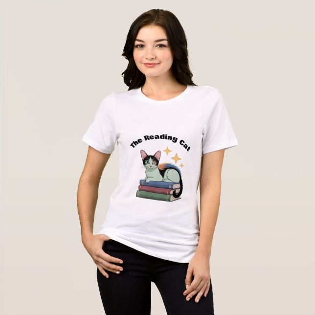 Women's T-shirt - The Reading Cat Tri-Blend Shirt (Vorderseite voll)