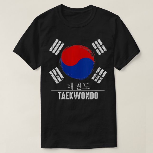 Womens Taekwondo Hangul Charaktere Black Belt Trai T-Shirt (Design vorne)