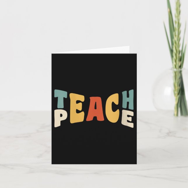 Womens Teach Peace Retro Teacher Motivational Educ Karte (Vorderseite)
