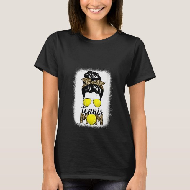 Womens Tennis Mama Leben geblasen Messy Bun Hair L T-Shirt (Vorderseite)
