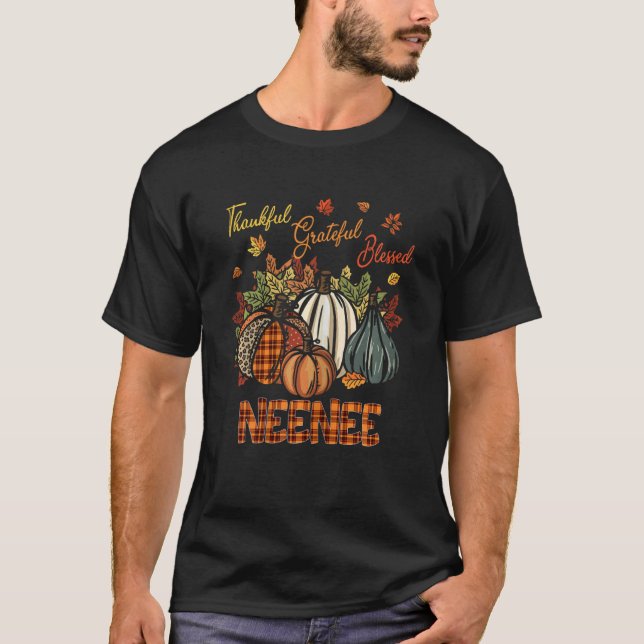 Womens Thankful Grateful Blessed Nene Pumpkins Fal T-Shirt (Vorderseite)
