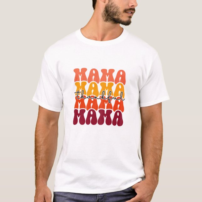 Womens Thankful Mama Erntedank Herbst Herbstblüte T-Shirt (Vorderseite)