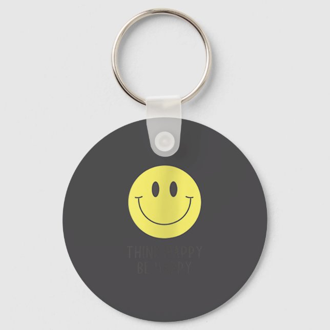 Womens Think Happy Be Happy Smile Face Motivationa Schlüsselanhänger (Vorderseite)