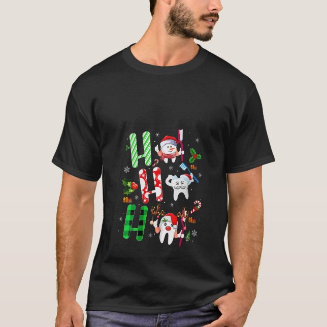 Womens Tooth Dental Xmas Lights Ho Ho Santa Teeth  T-Shirt (Vorderseite)