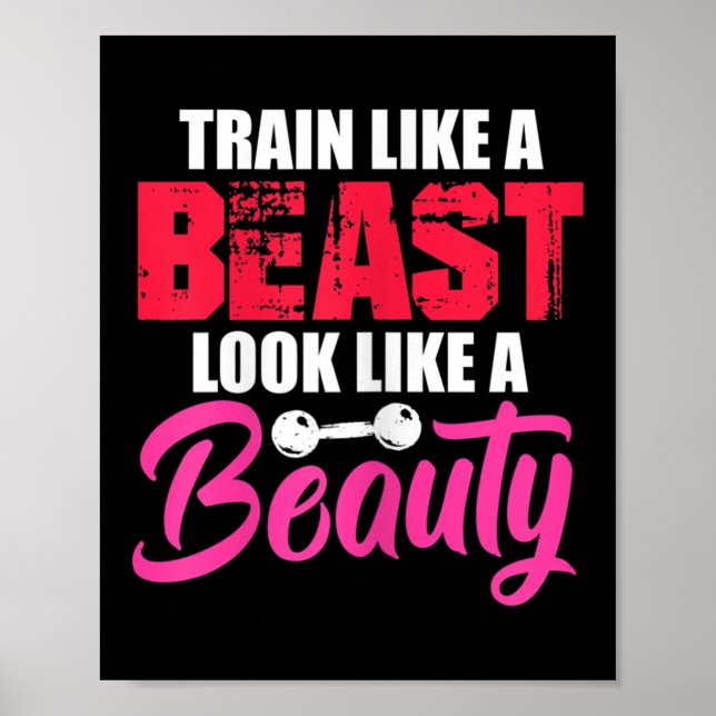 Womens Train Like A Look Like A Beauty Gym Workout Poster (Vorne)