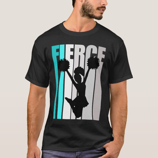 Womens Turquoise Fierce Cheerleading Birthday Colo T-Shirt (Vorderseite)