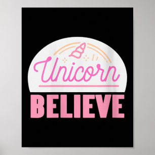 Womens Unicorn glauben Sitive Magic Fantasy Rainbo Poster