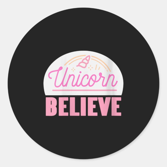 Womens Unicorn glauben Sitive Magic Fantasy Rainbo Runder Aufkleber (Vorderseite)