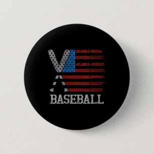 Womens Usa Flag Baseball Crossed Bats Baseball Pla Button