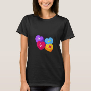 Womens Valentines Day Hearts With Math Symbos Tea T-Shirt