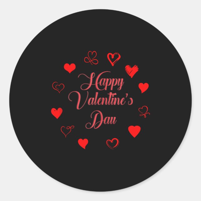Womens Valentine's Day Love Heart Printed Casual G Runder Aufkleber (Vorderseite)