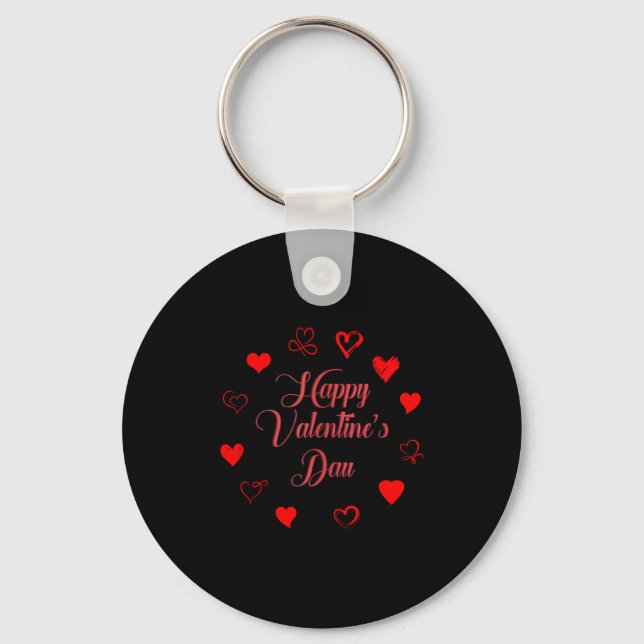 Womens Valentine's Day Love Heart Printed Casual G Schlüsselanhänger (Vorderseite)