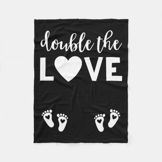 Womens Valentines Day Twin Pregnancy Announcemen V Fleecedecke (Vorderseite)