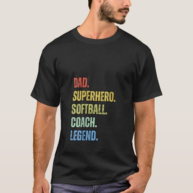 Womens Vater Superhero Softball Coach Legend Funny T-Shirt (Vorderseite)
