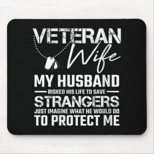 Womens Veteran Ehefrau Army Husband Soldier Sprich Mousepad