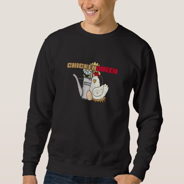 Womens Vintage chicken watering can chicken queen Sweatshirt (Vorderseite)