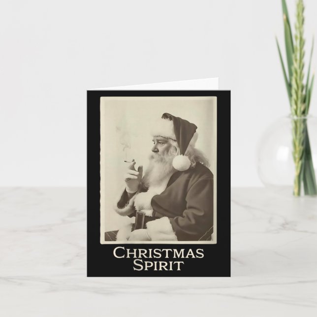 Womens Vintage Funny Smoking Santa Claus Christmas Karte (Vorderseite)