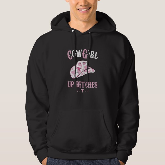 Womens Western Cowgirl Yeehaw Hippie Boho Cow Bull Hoodie (Vorderseite)