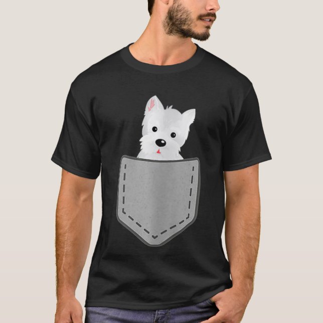 Womens Westie Funny Dog In Your Pocket VNeck  T-Shirt (Vorderseite)