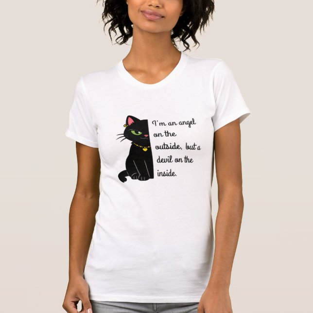 women's white black cat shirt (Vorderseite)