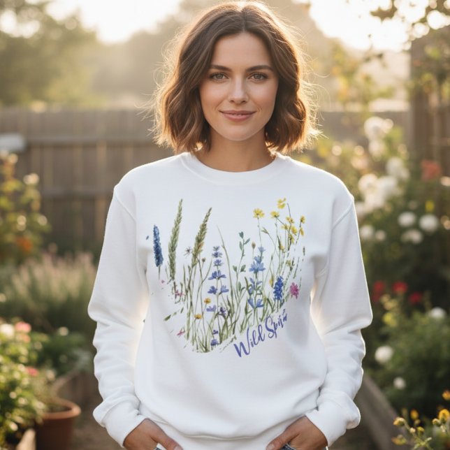 Women's Wild Spirit Floral Sweatshirt (Wildflower sweatshirt for nature lovers)