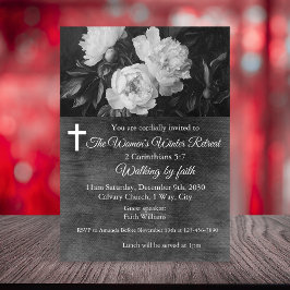 Women's Winter Retreat Black Floral Church Einladung