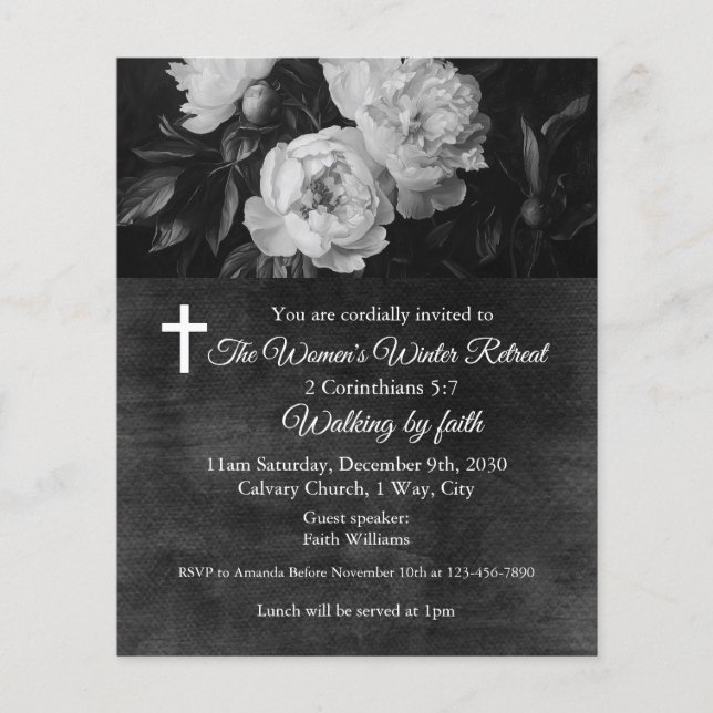 Women's Winter Retreat White Floral Church Flyer (Vorne)