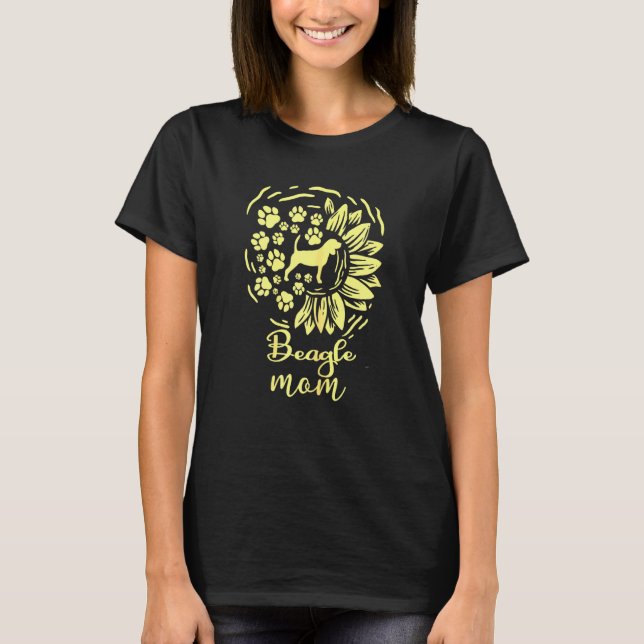 Womens Womens Sunflower Beagle Mama Hund T-Shirt (Vorderseite)